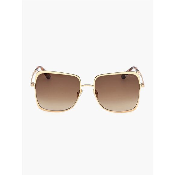 New TOM FORD FT1319 30F Gold Frame Brown Gradient Square Sunglasses Authentic main image 5